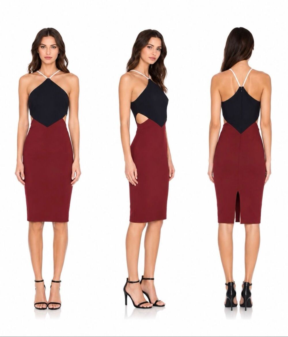 Elizabeth and James Riza Navy Fig Cutout Bodycon Cocktail Dress 10